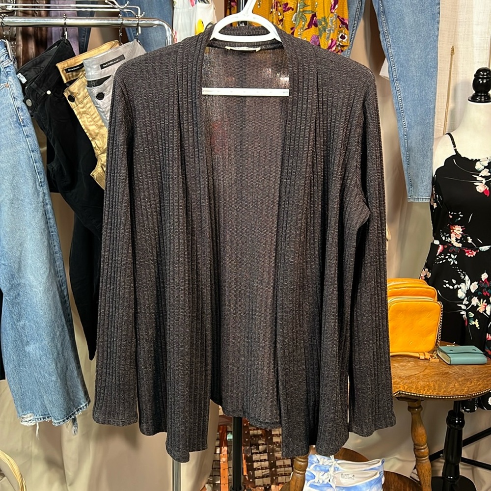 Missa Charcoal Grey Ribbed Open Cardigan P2P 22-23”